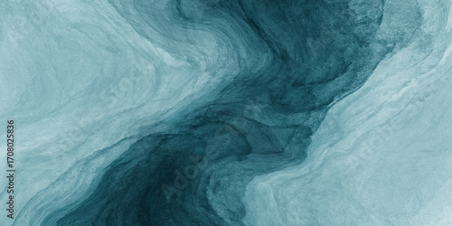 Fototapeta Naklejka Na Ścianę i Meble -  Abstract watercolor paint background by teal color blue and green with liquid fluid texture for background, banner