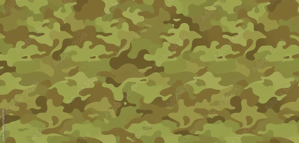 Abstract seamless digital camouflage pattern in muted greens and browns, blend, texture