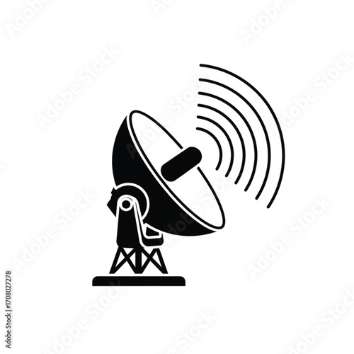 Satellite Dish Antenna Receiving Radio Waves.