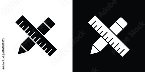 Pencil and ruler icons. glyph vector icon. Vector illustration eps 10