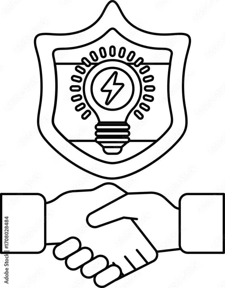 Fototapeta premium The light bulb is surrounded by a shield, which is also black and white