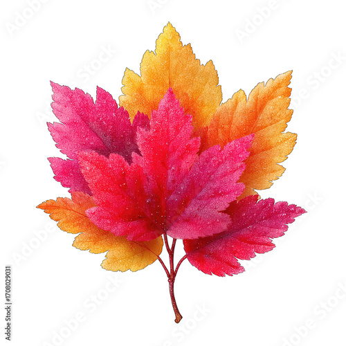 Autumn leaves, vibrant colors, layered design