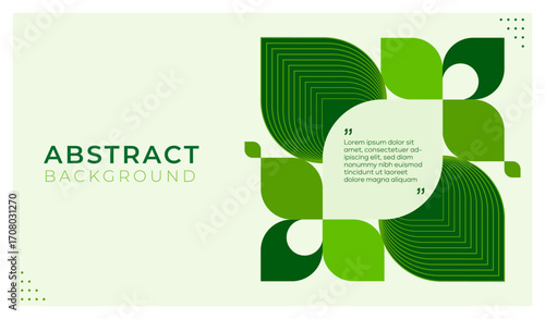 Green abstract background with geometric leaf shapes for presentation design. Modern Layout for Corporate, Conference, Banner, Flyer, Website. Vector templates