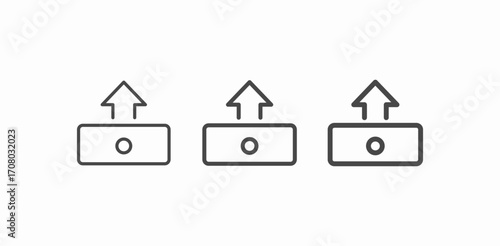 upload rectangle with dot icon sign vector