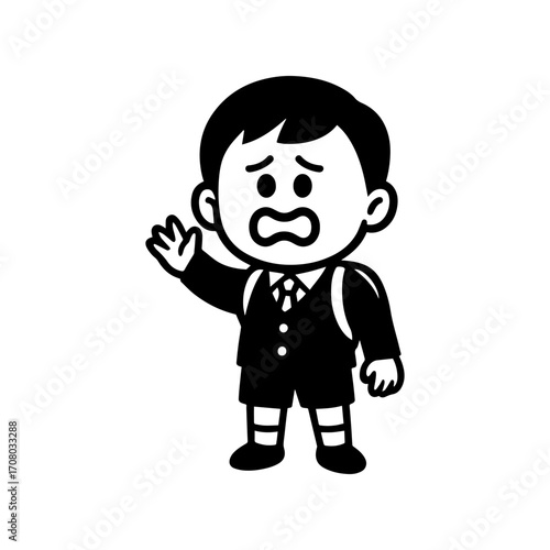 character emotion boy in school uniform fear vector on white background Vector icon character with emotion