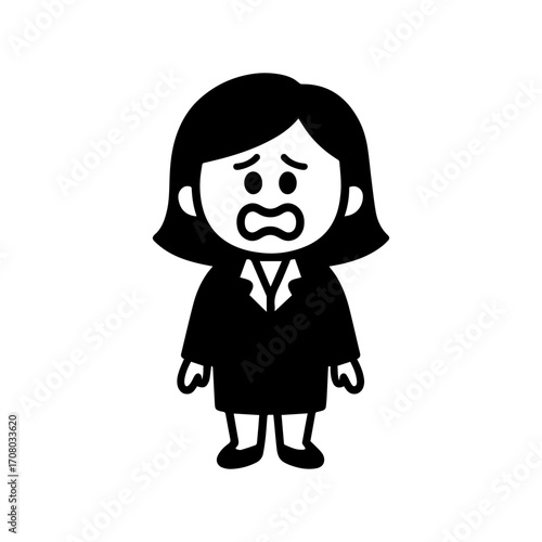 character emotion woman in business suit fear vector on white background Vector icon character with emotion