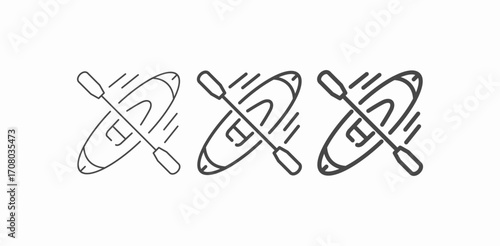 a kayak with paddle icon sign vector