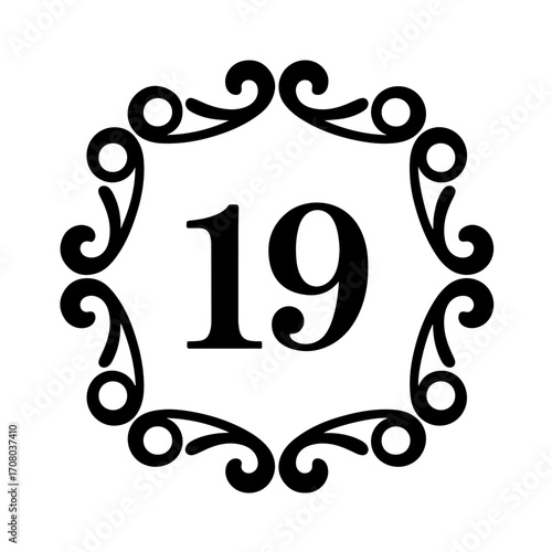 Decorative Number 19 Emblem
