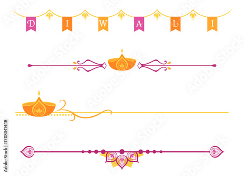 A set of Diwali festival of lights divider lines
