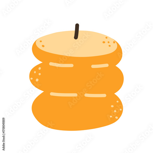 Yellow Candle, cozy element for home decor. Home aromatherapy, hygge home decoration, vector illustration