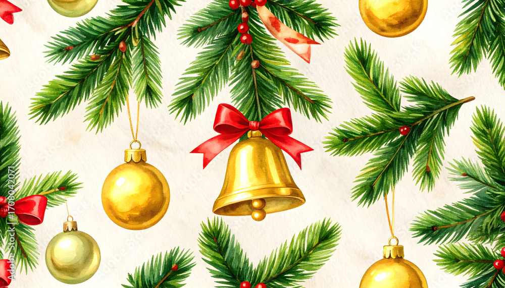 Fototapeta premium Christmas Decorations Seamless Pattern