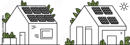 Eco-friendly solar houses, green energy buildings, solar power homes, rooftop solar panels, clean electricity, modern sustainable homes, renewable energy solution, smart design