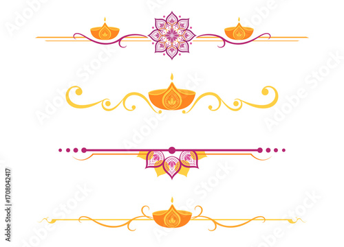 A set of Diwali festival of lights divider lines
