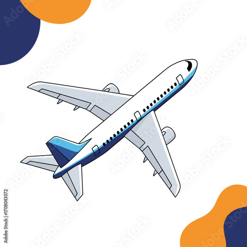A modern passenger jet airplane flying through the sky on a clear day.