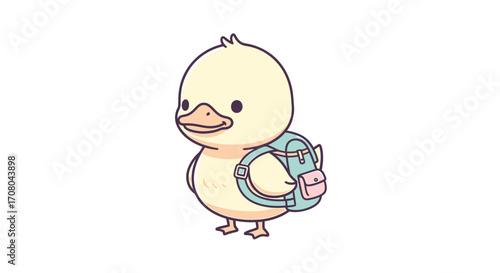 Cute cartoon duckling with a backpack