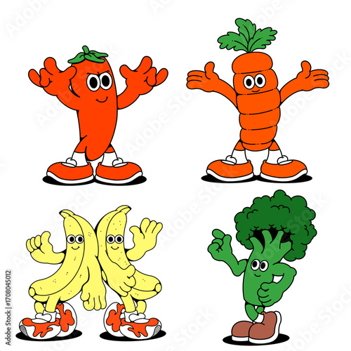 funny cartoon vegetables vector