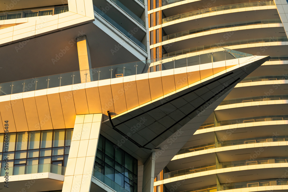 Fototapeta premium Modern Architectural Design of a Luxury Building in Limassol at Sunset