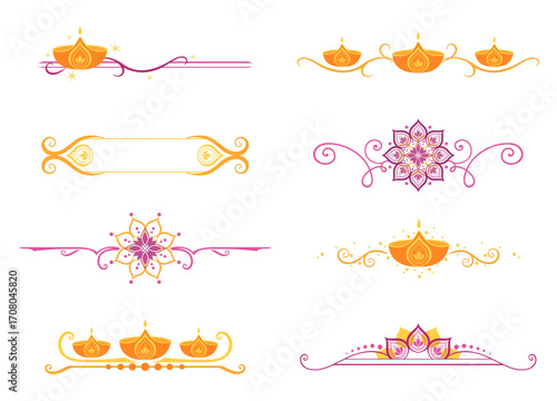 A set of Diwali festival of lights divider lines
