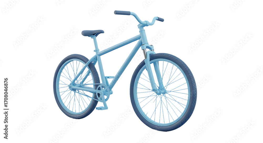 Fototapeta premium An aesthetically pleasing blue bike representing healthy lifestyle on a transparent background with a simple clean