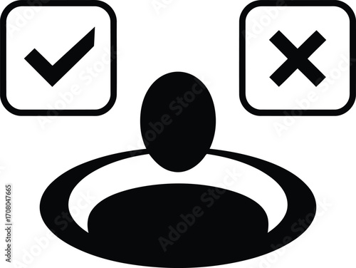Symbolic Representation of User Choice Approval or Rejection Regarding a Particular Issue with an Individual Deciding Right or Wrong Action Decision