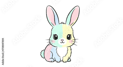 Cute pastel colored bunny rabbit illustration