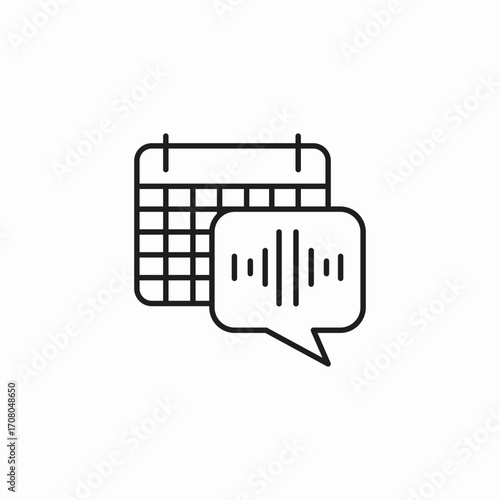 calendar with voice command icon sign vector