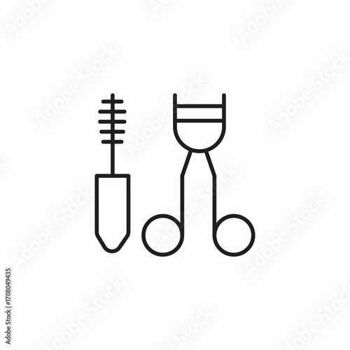 mascara eyelash curler icon sign vector