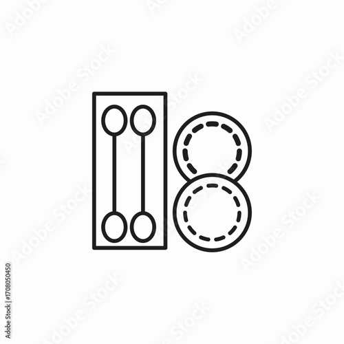 two q-tips with makeup remover pads icon sign vector
