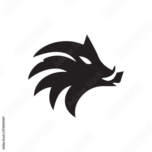2d wild boar logo with white background