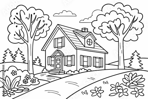 House and nature model black vector
