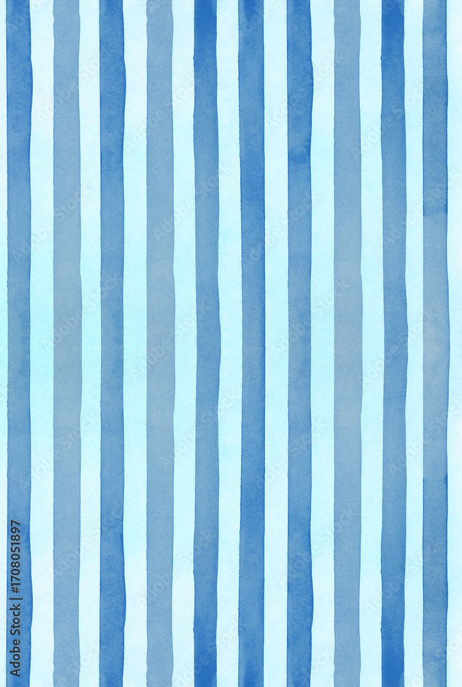 Naklejka premium Rayures verticales à l'aquarelle bleu et bleu clair