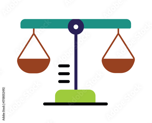 Balance Scale Symbol for Measurement and Comparison. A modern illustration representing balance, decision-making, and weighing options.