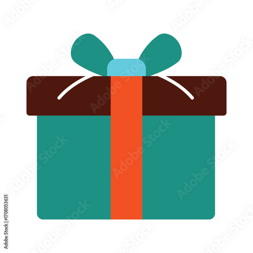 Wrapped Present Symbol for Holiday Celebrations. A vibrant and modern graphic for Christmas, birthdays, or anniversary gifts.