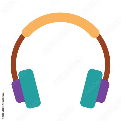 Colorful Headphones Icon for Music and Audio. A flat illustration for listening to podcasts, songs, and gaming.