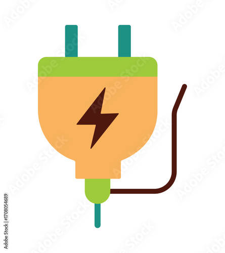 Energy and Power Connection Symbol. Simple graphic of an electrical adapter for connecting and charging devices.