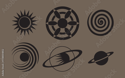 Cosmic and spiritual symbols set