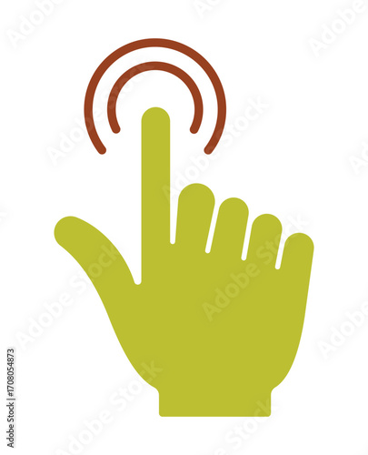 Touchscreen Pointer and Finger Press Symbol. A modern graphic for user interfaces, app tutorials, and call-to-action buttons.