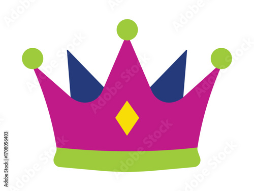 Royalty and Celebration Symbol. A vibrant cartoon crown for winners, parties, and fairytale concepts.