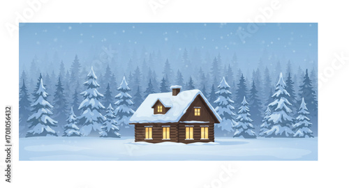 house in winter forest