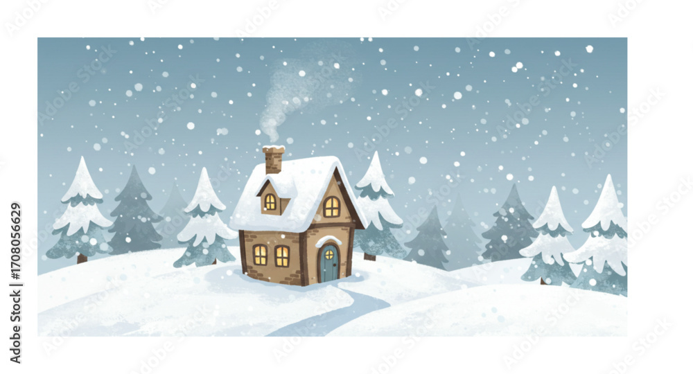 Fototapeta premium winter landscape with house