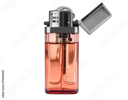 Classic Metal Lighter, Front View, Isolated on Transparent Background