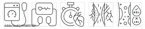Cardiology icons set. Vector editable stroke.
