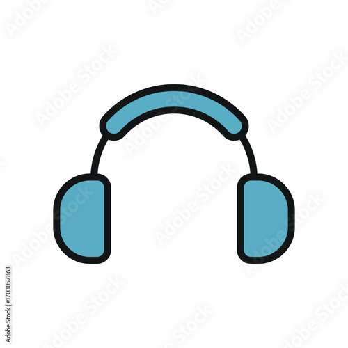 Ear protection icon in color with line for modern safety and construction themes.