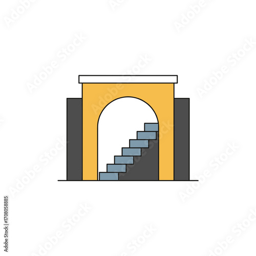 Archway with stairs in modern design and bright colors  