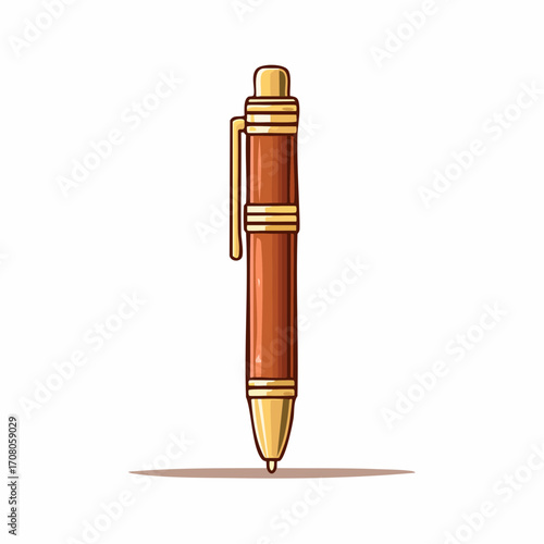 Brown and Gold Pixel Art Pen on White