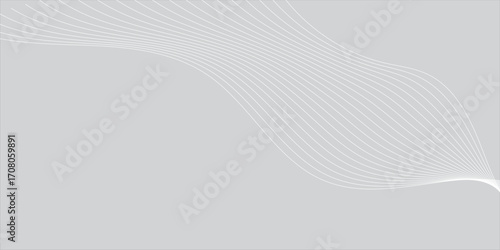 Abstract background with waves for banner. Medium banner size. Vector background with lines. Gray and white color. Interior. Brochure, booklet