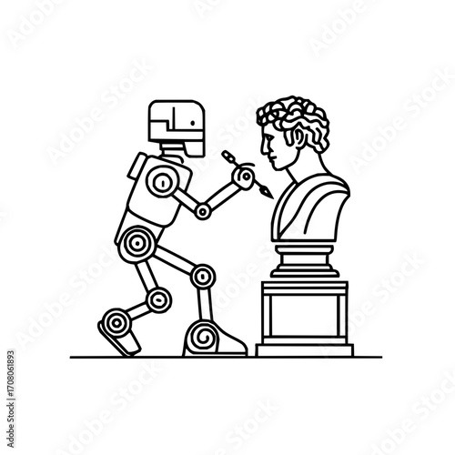 Robot sculpture art machine artificial intelligence automation technology innovation design creativity drawing line art
