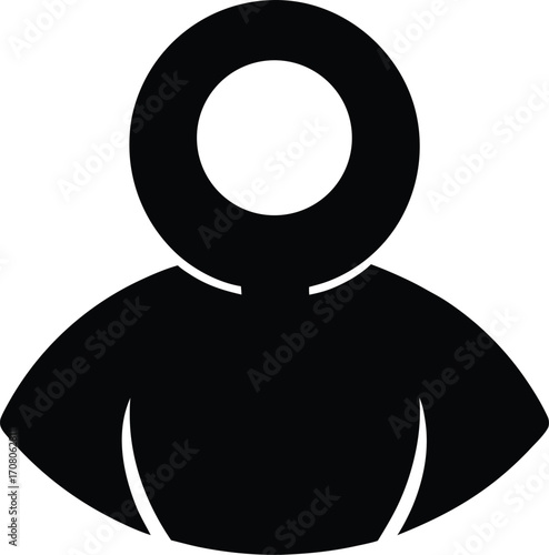 Simple black silhouette of a person with a round head and broad shoulders