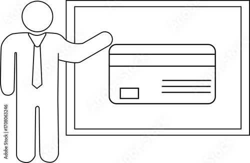 presentation person icon and ATM card icon with white background
