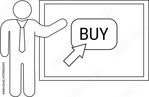 presentation person icon and buy button icon with white background
